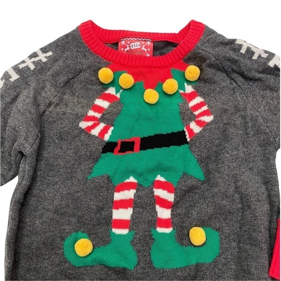 Well Worn Holiday Elfie Sweater Charcoal Grey Sz 2T - Picture 3 of 10